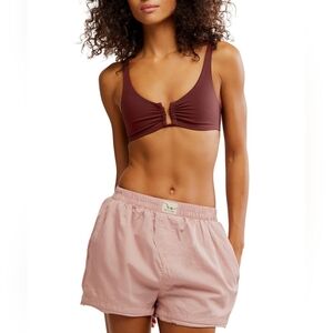 NEW Free People Women's Day to Day Solid Boxer Shorts Pinkish Mauve S M L